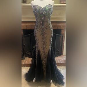 Jovani Black and Multicolor Evening Gown